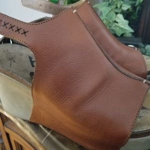 OTBT brown leather wedge womens shoes, size 9